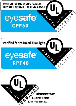 UL Low Blue Light Certification, UL Flicker Free Certification, and UL Display Performance Certification