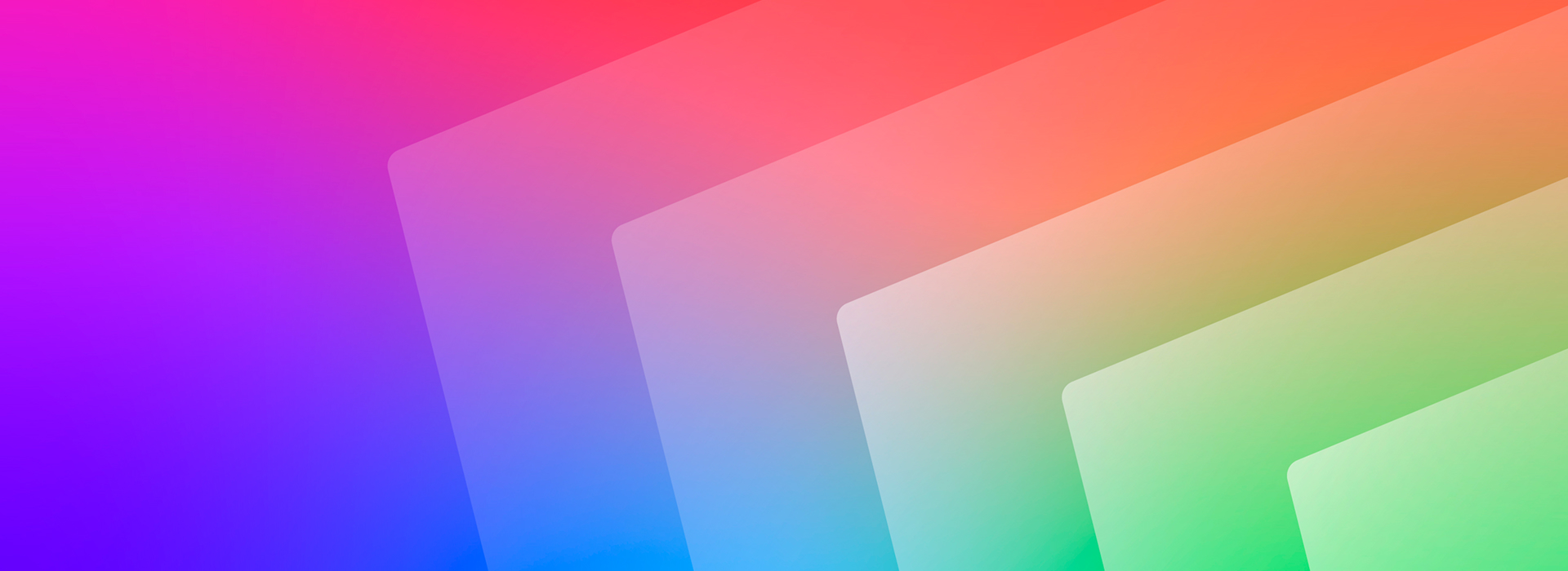 Tandem WOLED 로고 및 'Always the Standard, Always Ahead' 슬로건이 포함된 브랜드 이미지. 보라, 핑크, 주황, 초록색의 그라데이션과 기하학적 레이어 패턴 배경.